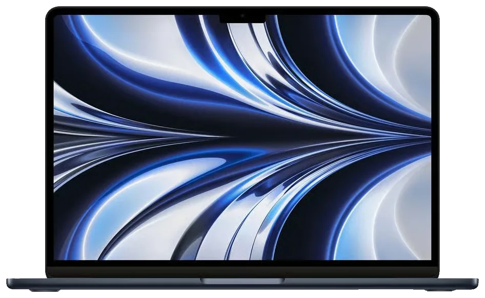 Refurbished MacBook Air M2 in midnight, open